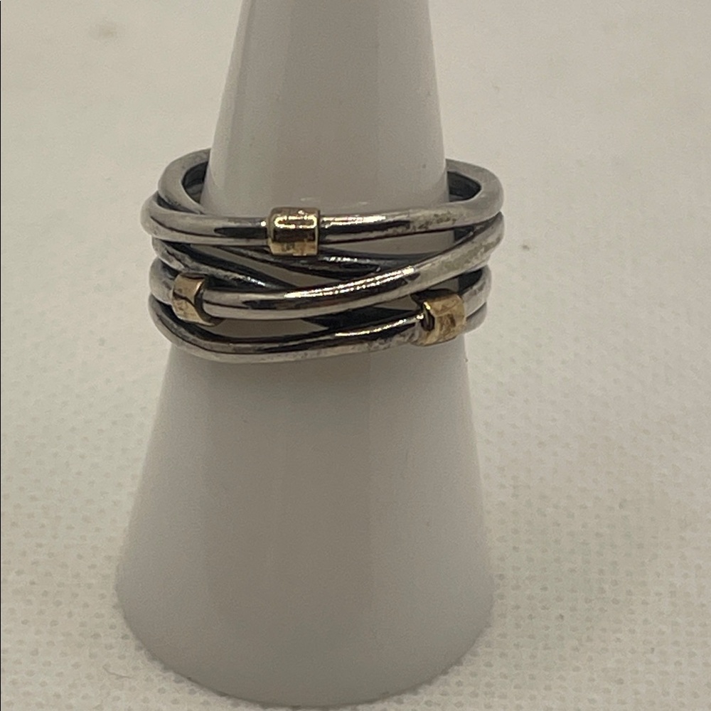 RET. Pandora Sterling Silver 925 14k Yellow Gold Intertwined Band Ring